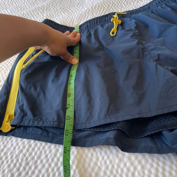 Hunter Women's Blue Athletic Side Zip Yellow Workout Tennis Shorts Size L - Picture 5 of 10